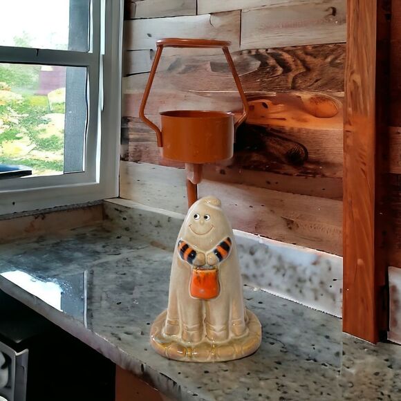 Yankee Candle Ghost Candle Holder Halloween Ceramic Ronnie Walter NO SHADE Vtg - Picture 11 of 16